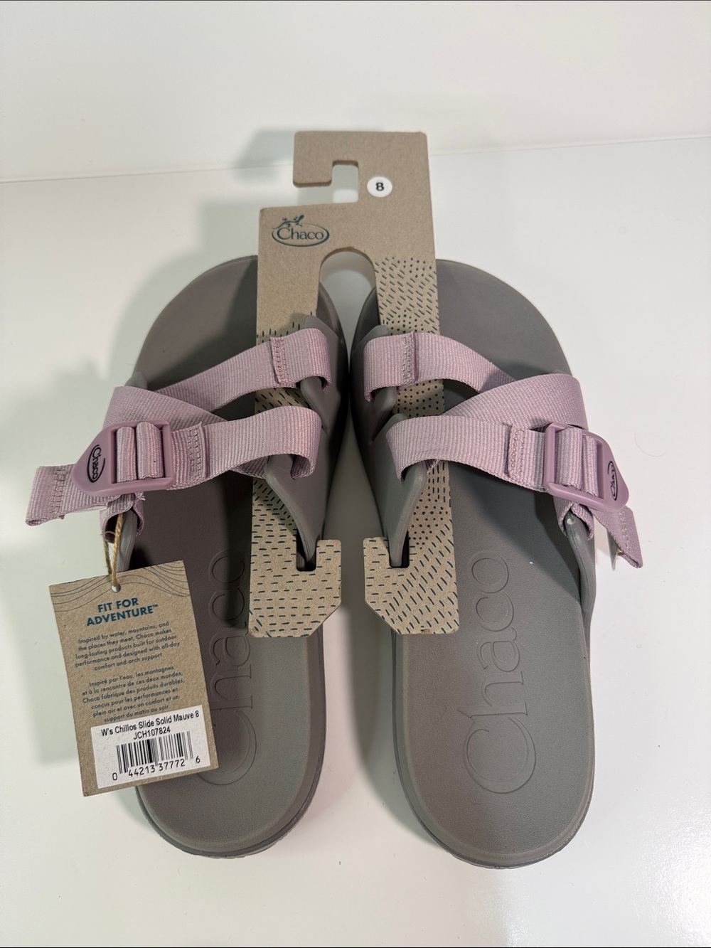 Chaco NWT Chillos Slide Sandals in Mauve Pink and Gray Footbed Size 8